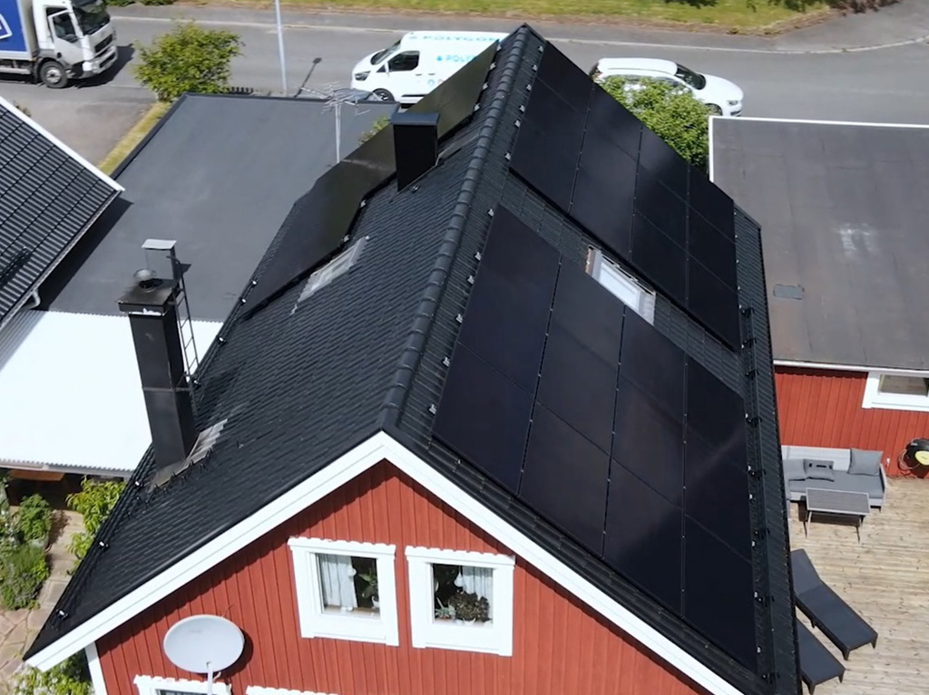 Solceller på villatak